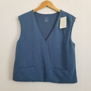 NWT A New Day Blue Short Sleeve Tank Top Size Medium